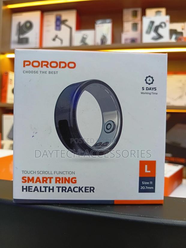 Porodo Smart Wearable Ring Size 11 With Touch Function - Black - thumbnail 3