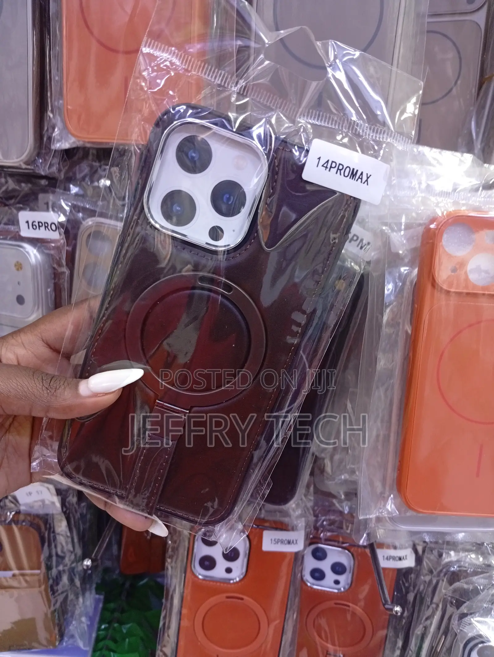iPhone 13, 14, 15 Premium Magnetic Leather Back Cover