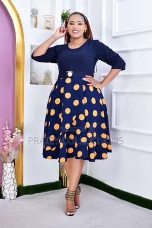 Beautiful Swing Dress With Navy Upper Part