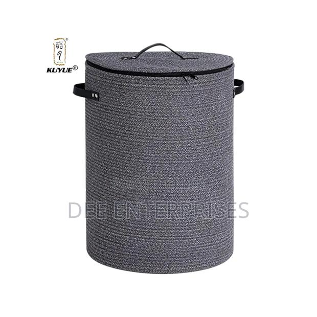 Wooven Decorative Basket With Lid - thumbnail 3