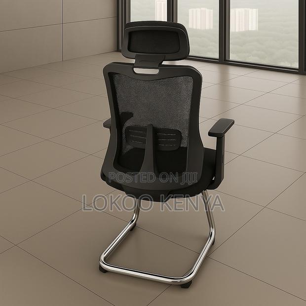 Office Chair; Black Mesh Orthopedic Chrome Base Guest Chair - thumbnail 10