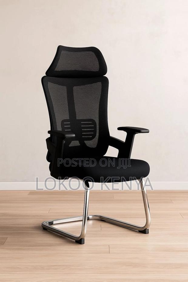 Office Chair; Black Mesh Orthopedic Chrome Base Guest Chair - thumbnail 12