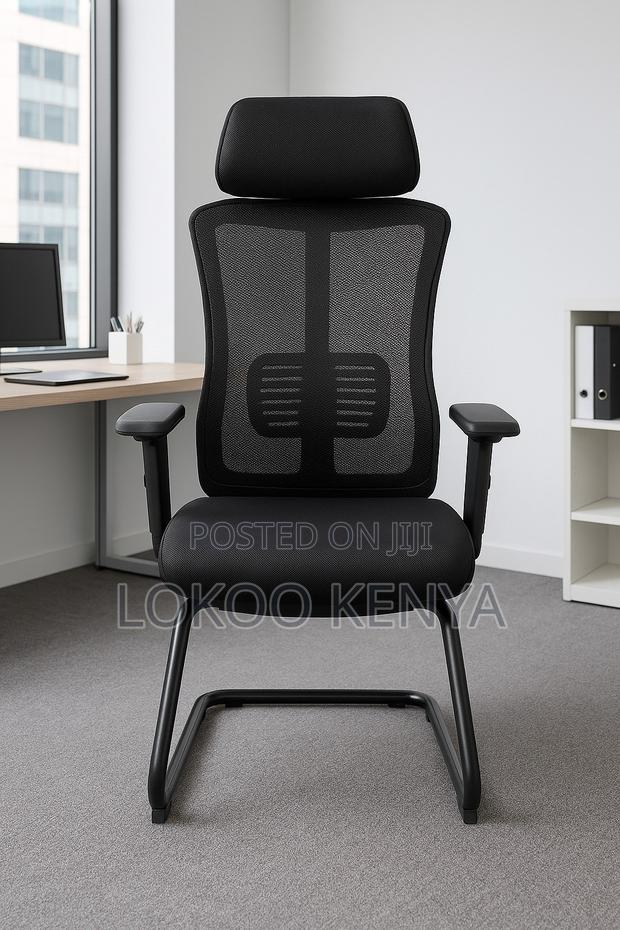 Office Chair; Black Mesh Orthopedic Chrome Base Guest Chair - thumbnail 13