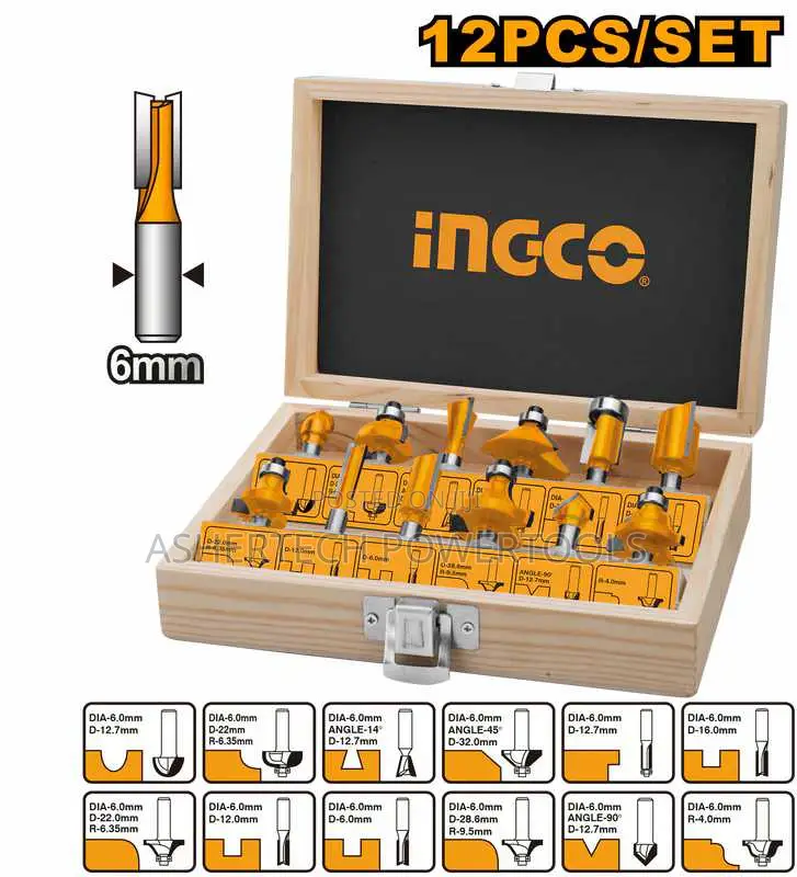 Ingco Akrt1201 12 PCS Router Bits Set