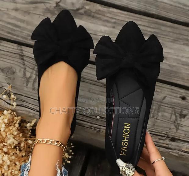 Black Bow Ladies Flat Doll Shoes Size 37 to 43