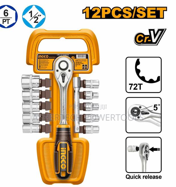 Ingco Hkts12122 12 Pcs 1/2" Socket Set