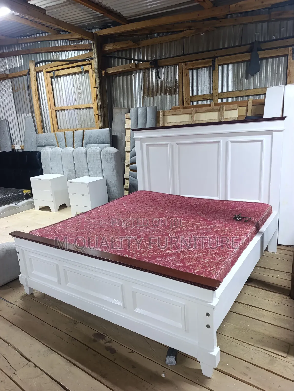 Luxurious Wooden White Bed