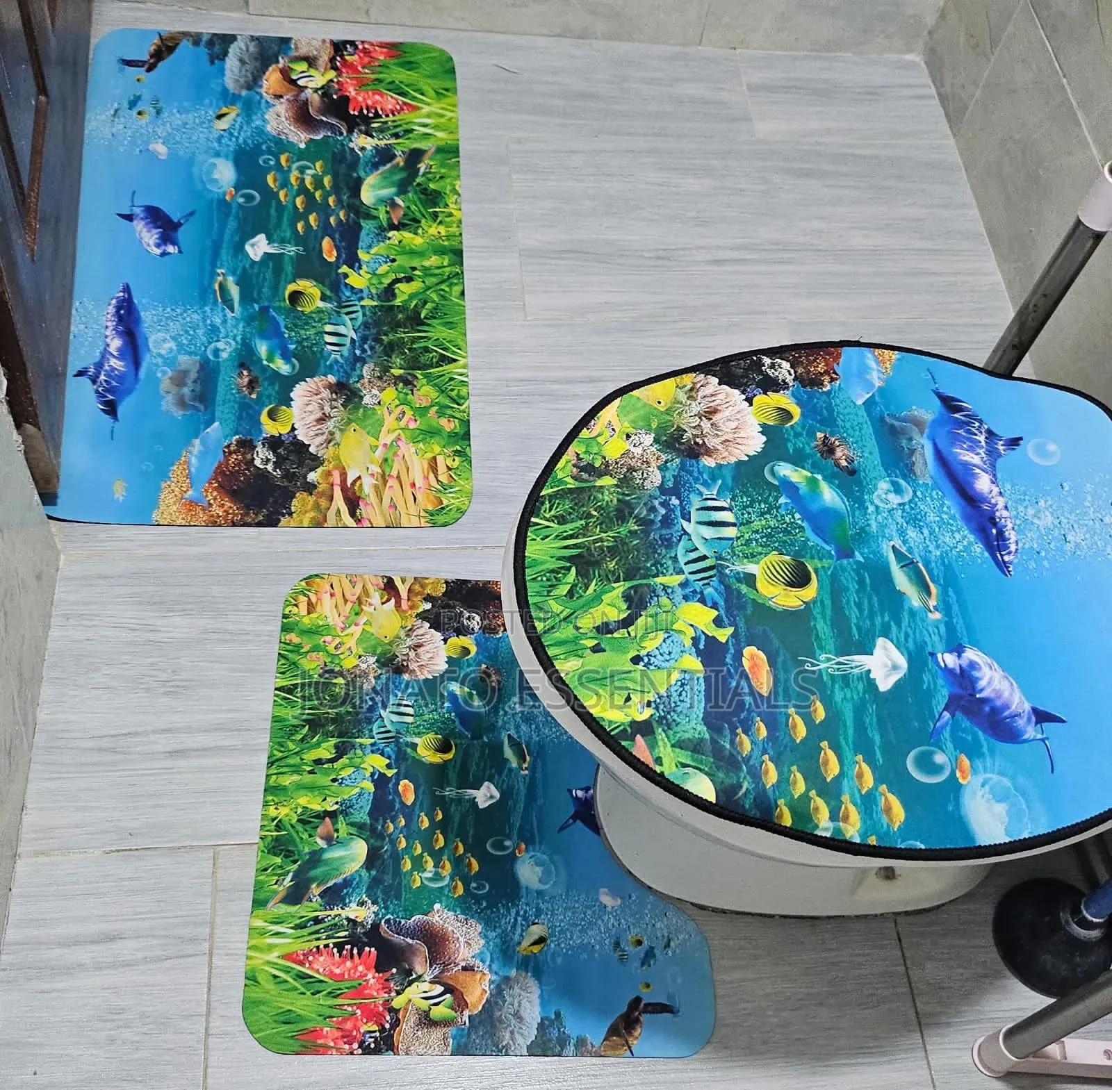 3-Piece Luxury Bathroom Mat Set Toilet Seat Cover - Soft Non-Slip