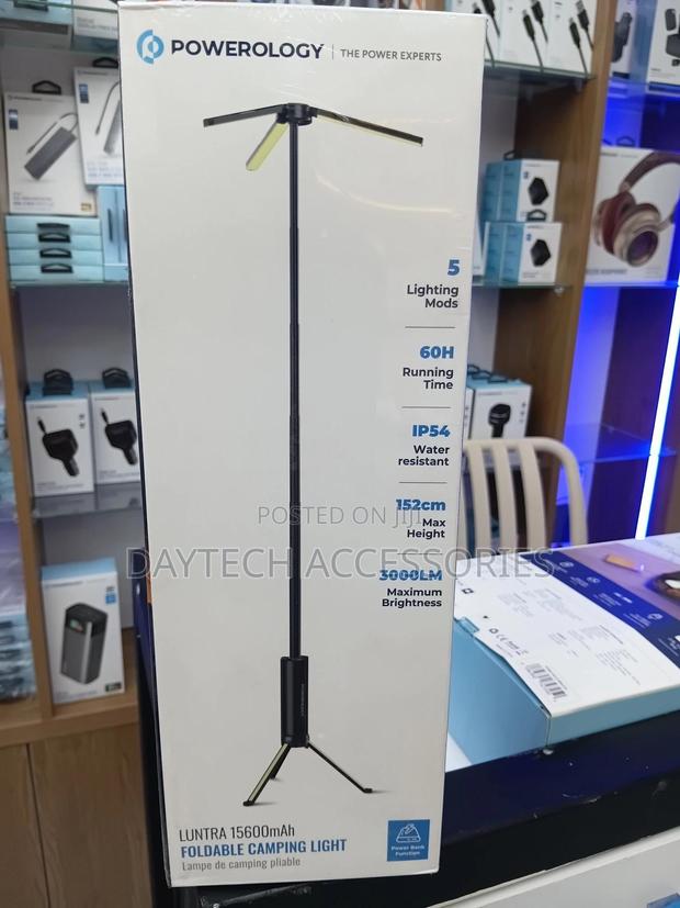 Powerology Foldable Camping Light With Power Bank Function 15600mah.