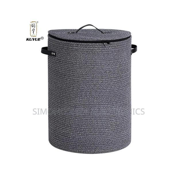 Woven Decorative Laundry Basket With Lid - thumbnail 3