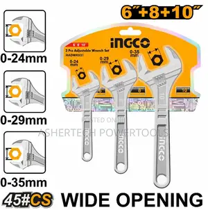 Ingco Hadwk031 3 PCS Adjustable Wrench Set