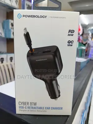 Powerology Cyber 81w Usb-C Retractable Car Charger