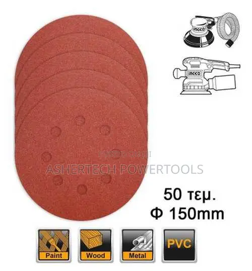 Ingco Akrs Sanding Sheet for Random Orbital Sander 150mm 50pcs