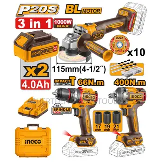 Ingco Cosli241291 Cordless 3 PCS Combo Kit 3 in 1