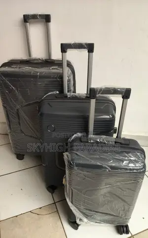 *Unbreakable Double Zip Rubber Suitcase Pp 3-in-1 Suitcase Set