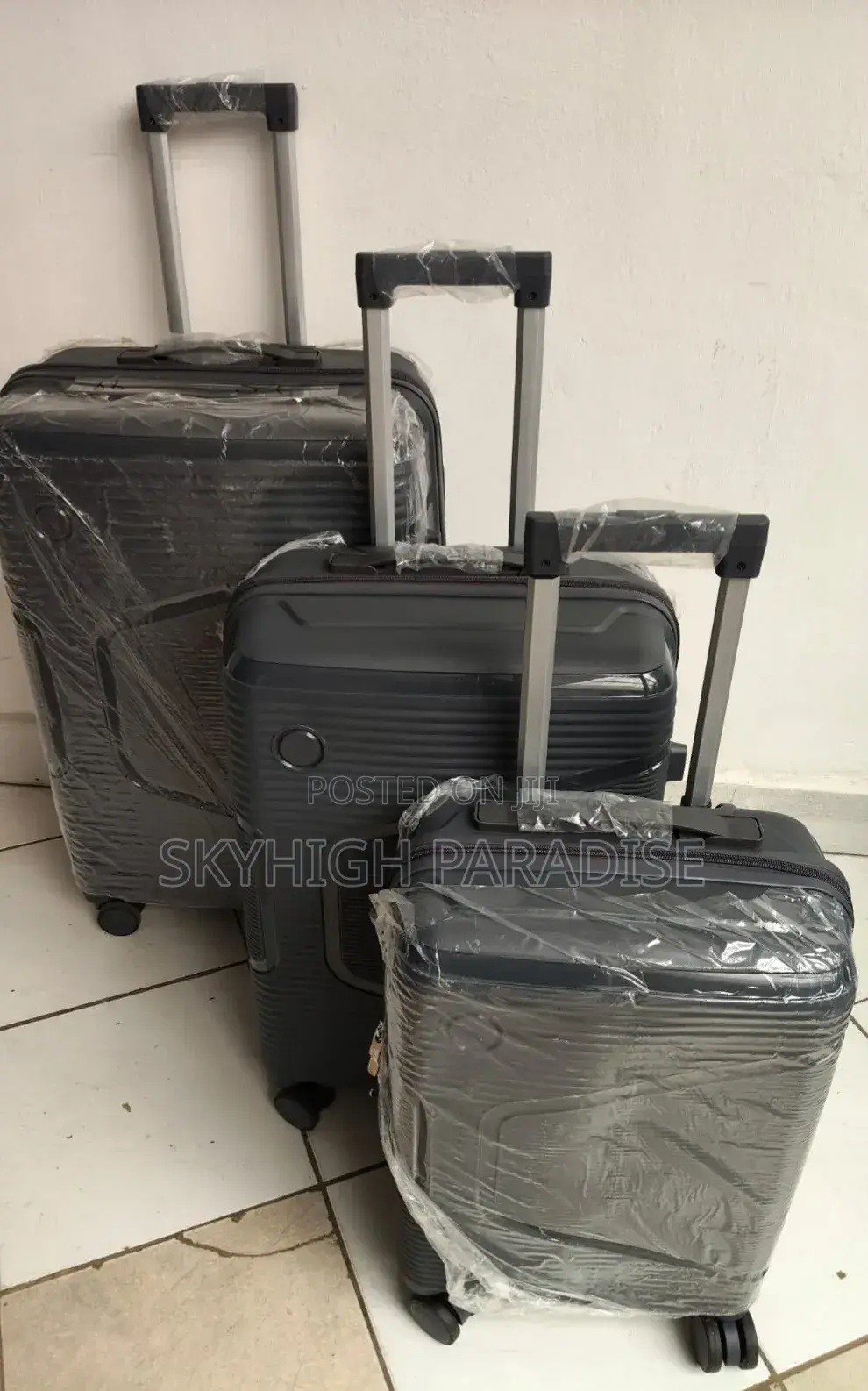 *Unbreakable Double Zip Rubber Suitcase Pp 3-in-1 Suitcase Set