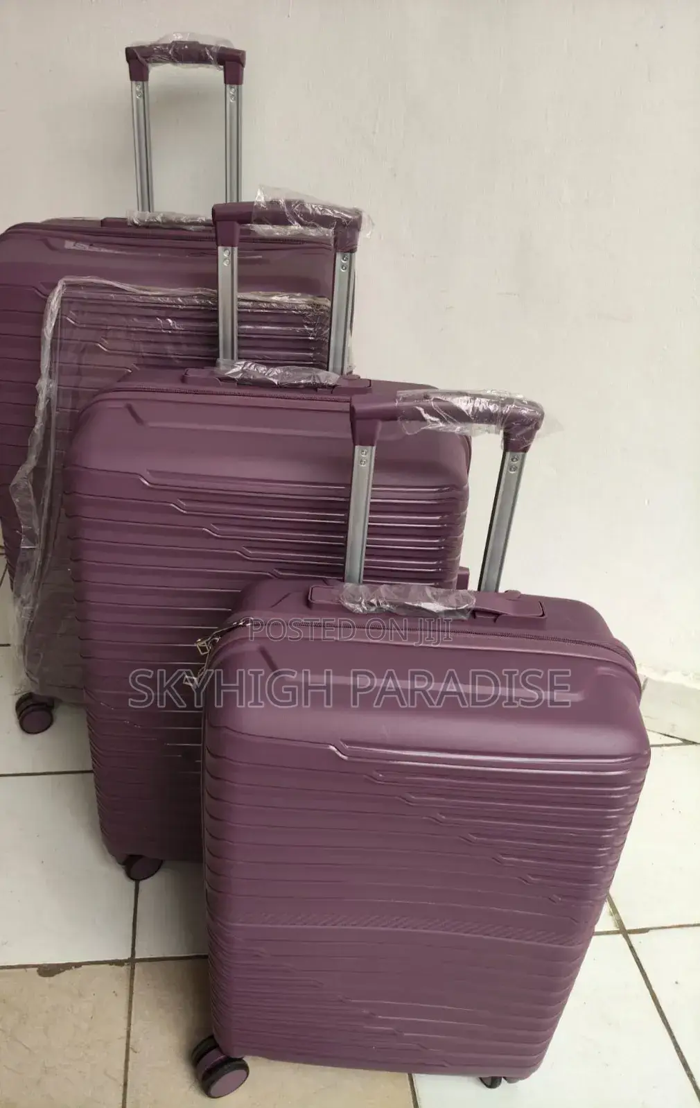 *Unbreakable Double Zip Rubber Suitcase Pp 3-in-1 Suitcase Set