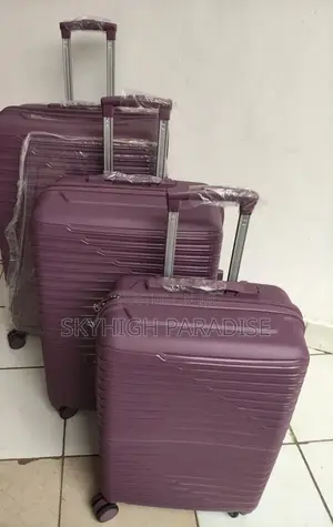 *Unbreakable Double Zip Rubber Suitcase Pp 3-in-1 Suitcase Set