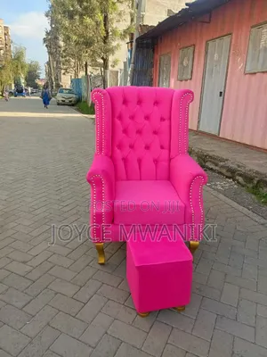 Pedicure Seat With a Stool , Hot Pink
