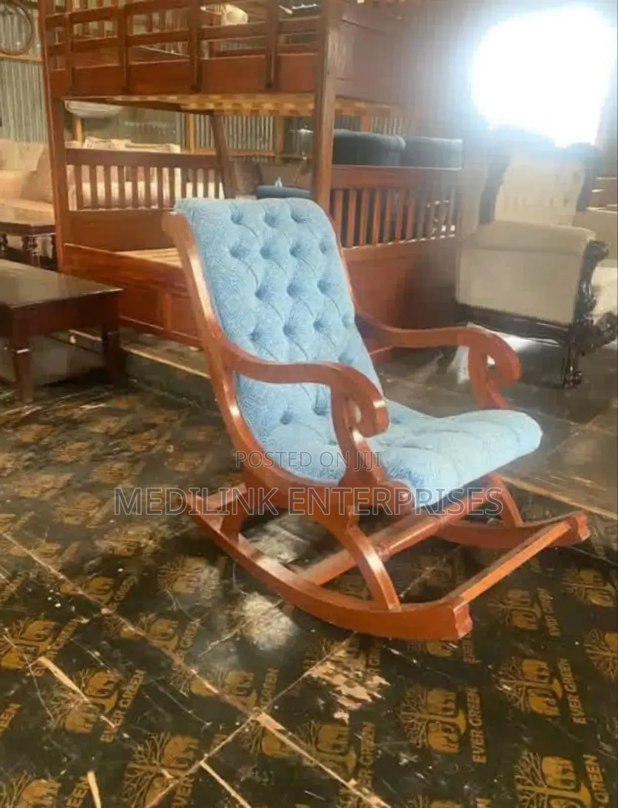 Mahogany Vanish Rocking Chairs Upholstered