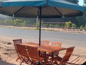 6-Foldable Chairs+Rectangular Table +Parasol and Stand