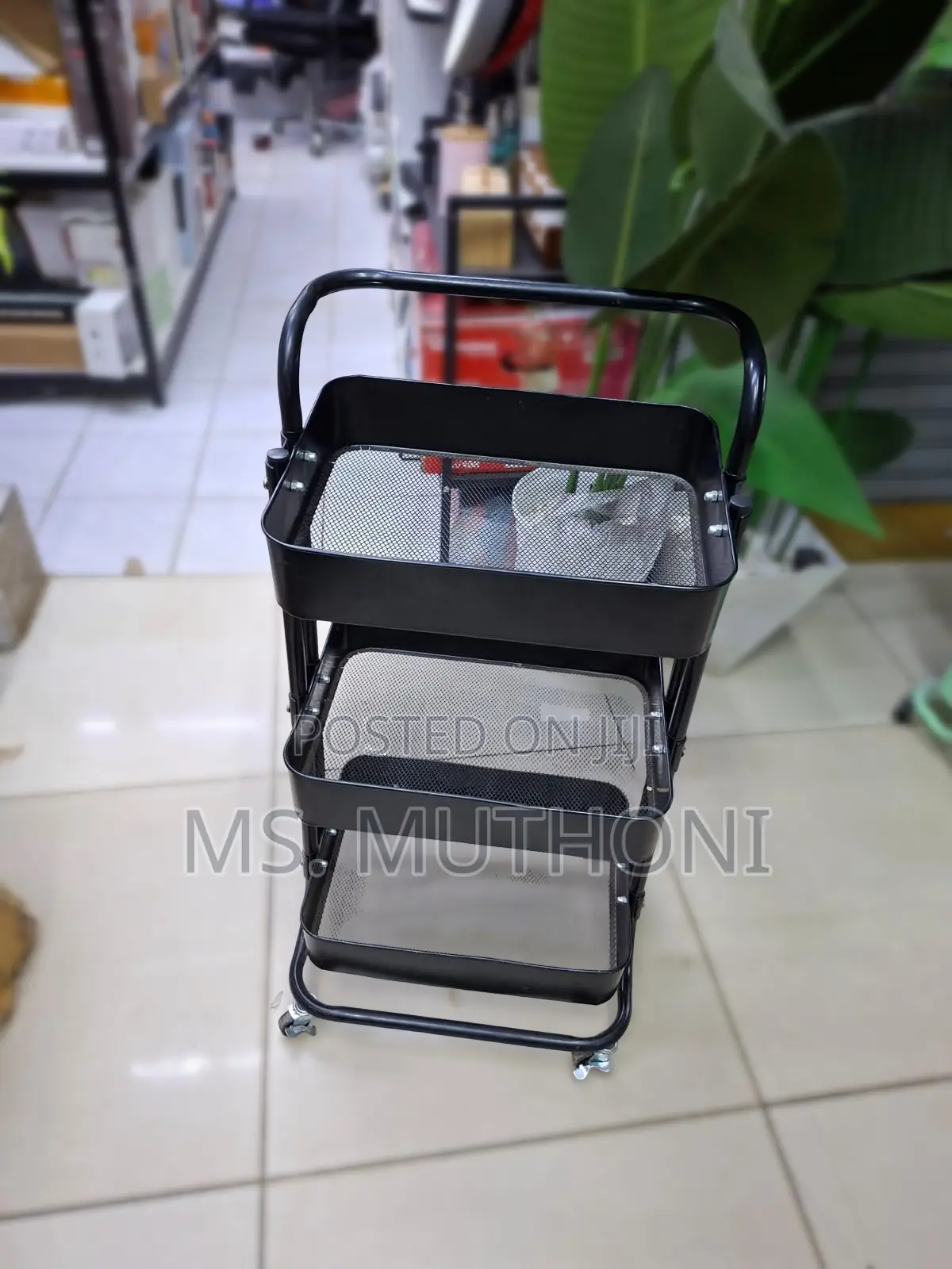 Multipurpose 3-Layer Metallic Trolley Rack