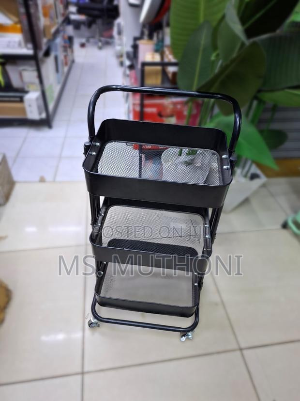 Multipurpose 3-Layer Metallic Trolley Rack - thumbnail 3