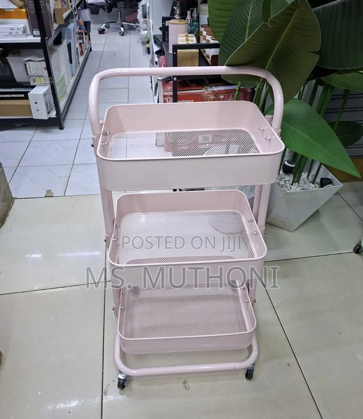 Multipurpose 3-Layer Metallic Trolley Rack