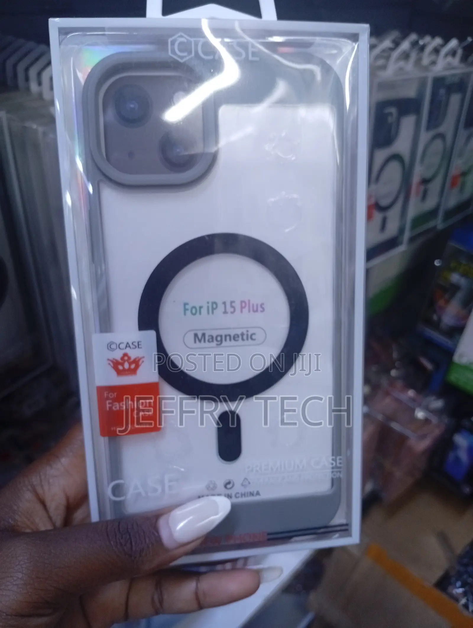 Jcase Magnetic Design Case for the iPhone 15 Plus.