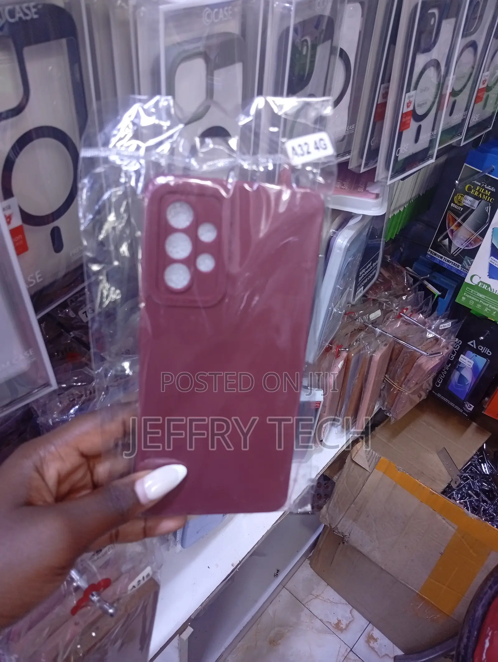 Maroon Liquid Silicone Phone Case Samsung Galaxy A32 4g.