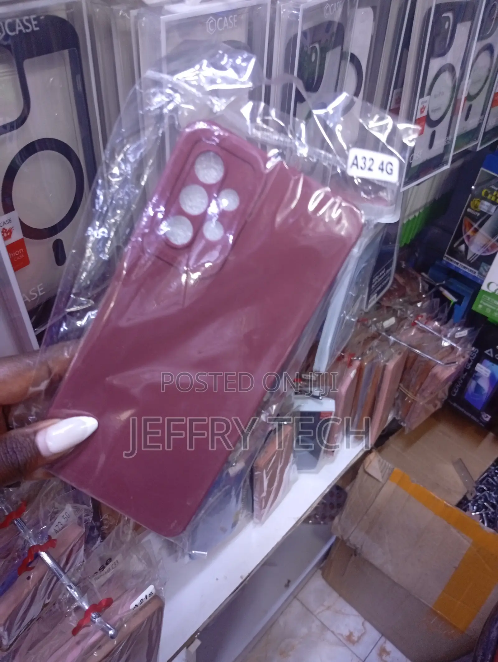 Maroon Liquid Silicone Phone Case Samsung Galaxy A32 4g.