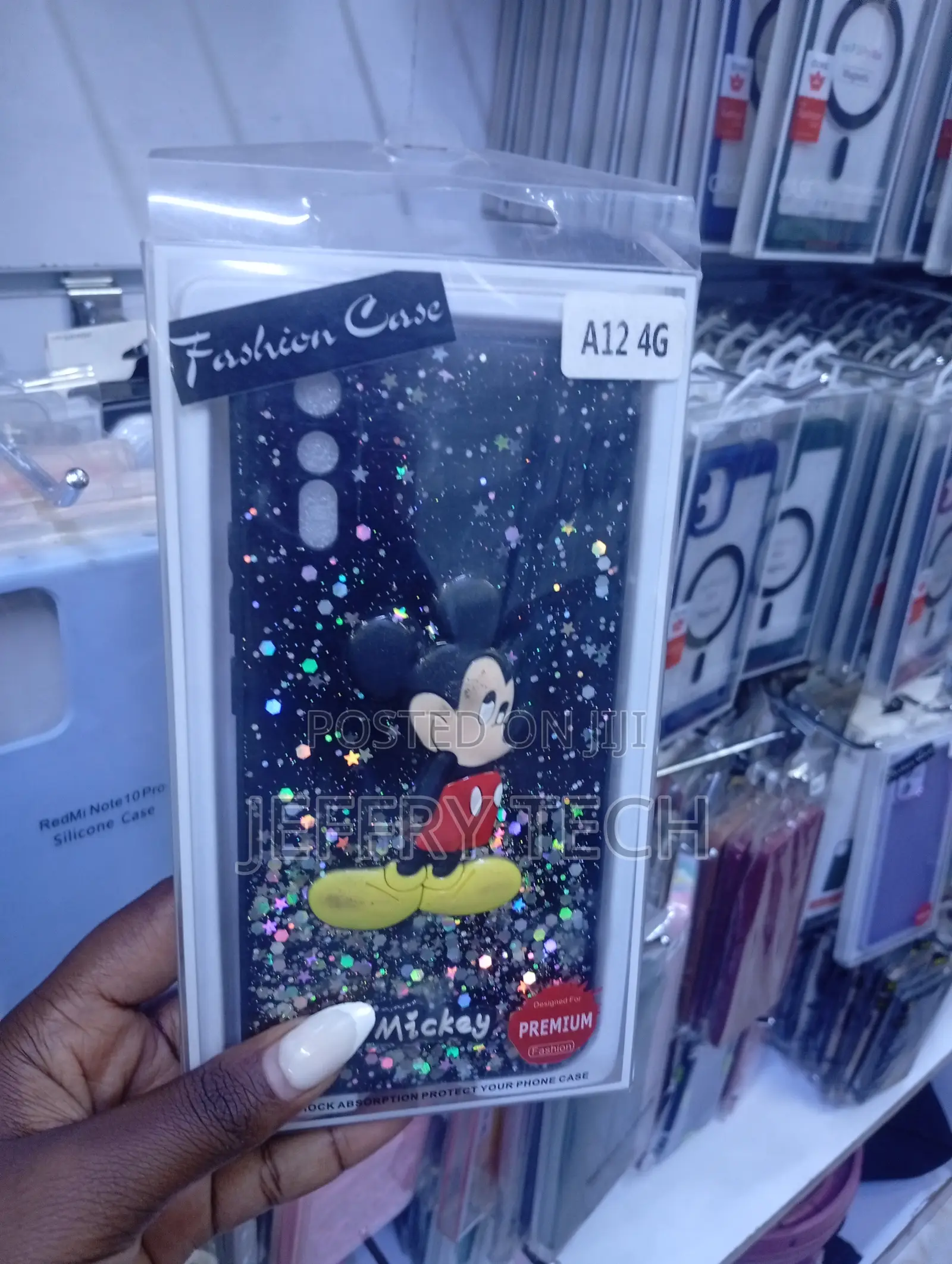 Samsung Galaxy A12 4g With a Mickey Mouse Theme and Glitter.