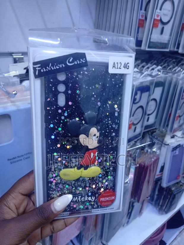 Samsung Galaxy A12 4g With a Mickey Mouse Theme and Glitter.