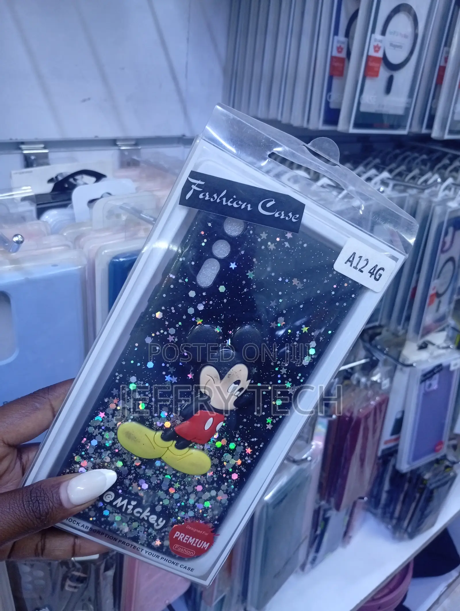 Samsung Galaxy A12 4g With a Mickey Mouse Theme and Glitter.
