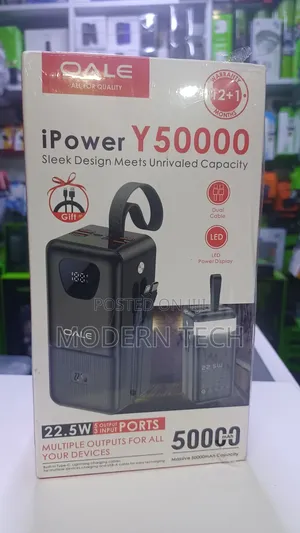 Oale P50000 50,000mah Fast Charging Power Bank With Built-in Cables