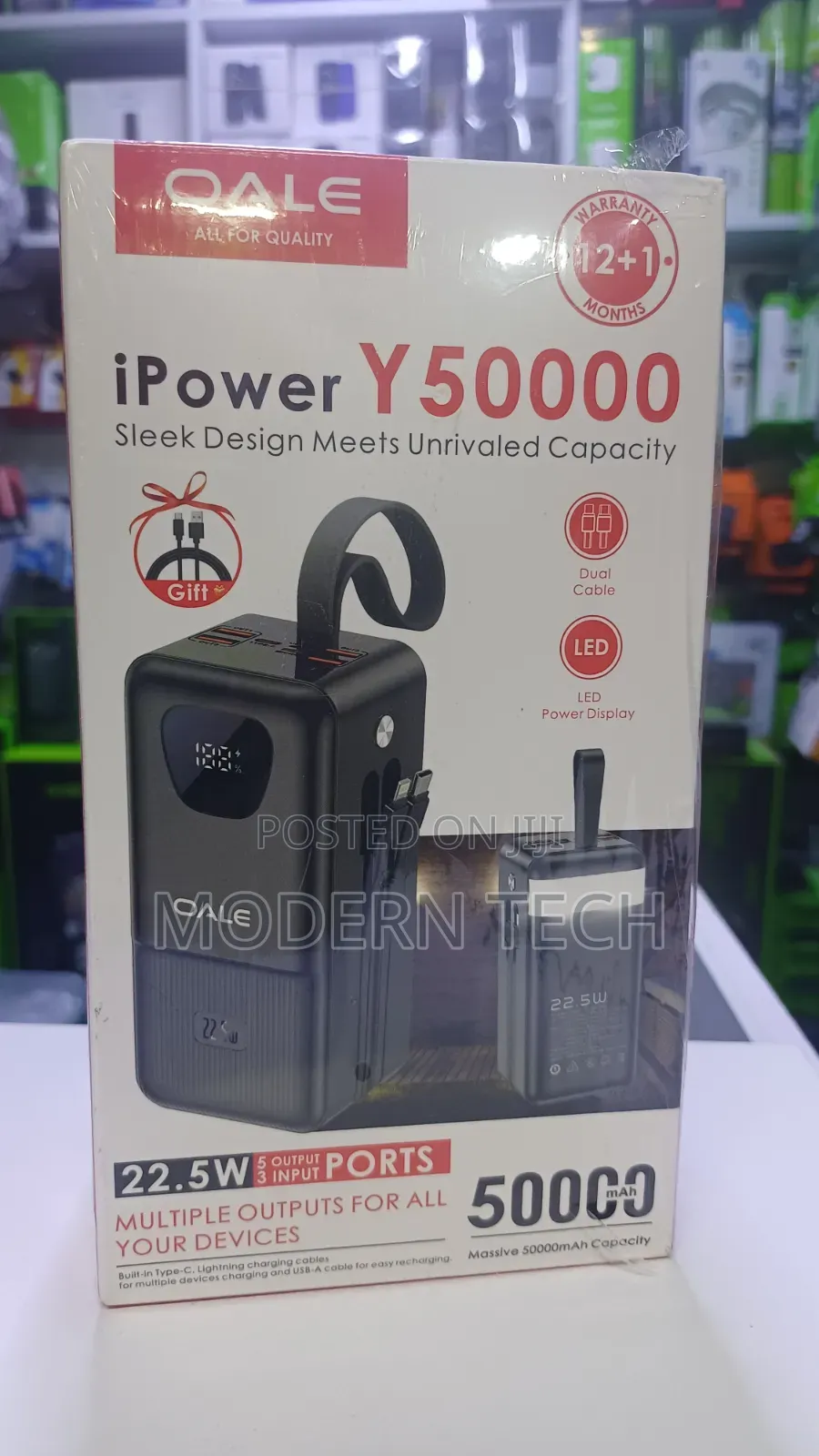 Oale P50000 50,000mah Fast Charging Power Bank With Built-in Cables