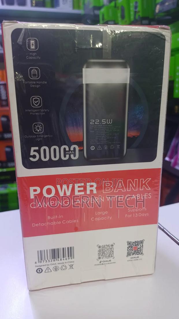 Oale 50,000mah High-Capacity Power Bank With Type-C Lightning Cables
