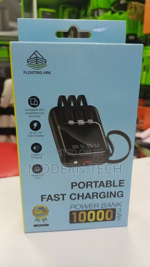 Floating Ark Power Bank 10000mah With 3 Built-in Cables
