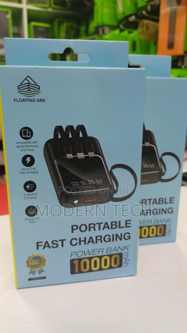 Floating Ark FPB-P413 10,000mah Power Bank With 3 Built-in Cables