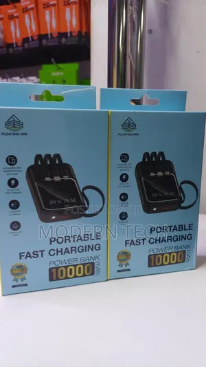 Floating Ark 10,000mah Power Bank With Integrated Charging Cables