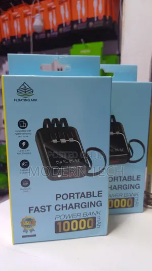 Floating Ark Travel Power Bank 10,000mah With Built-in Cables Torch