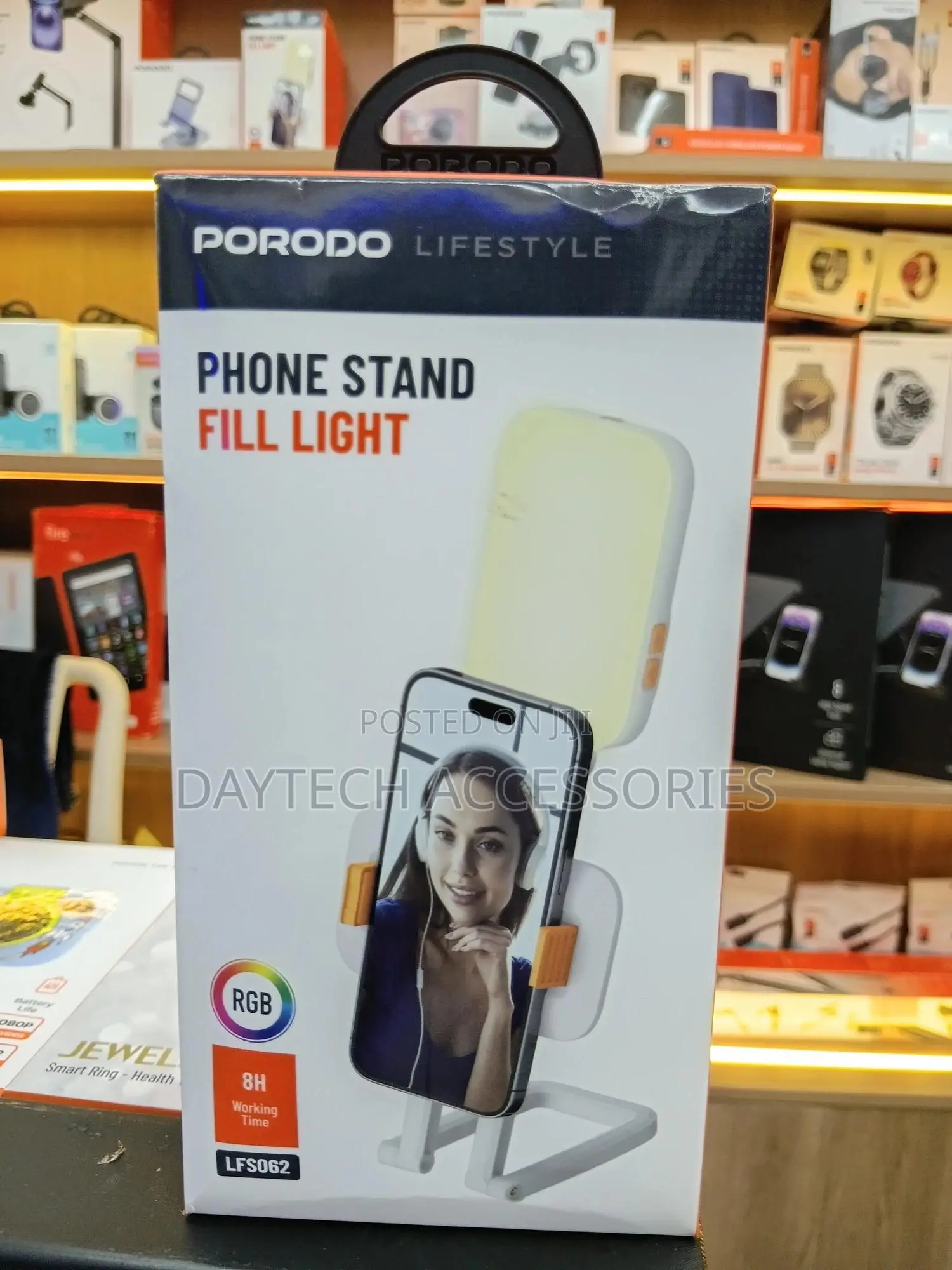 Porodo Lifestyle Phone Stand Fill Light Compact Design - White