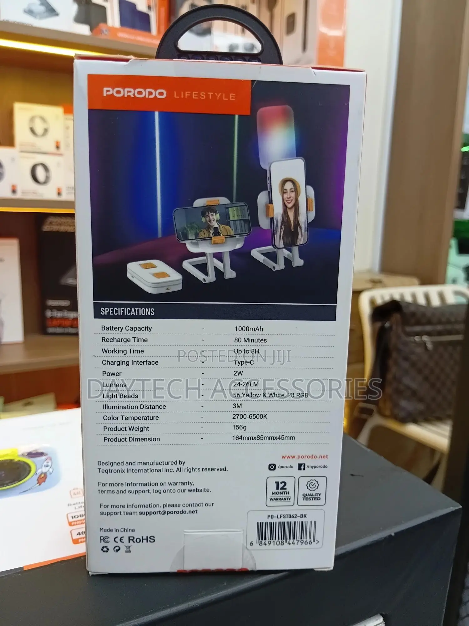 Porodo Lifestyle Phone Stand Fill Light Compact Design - White