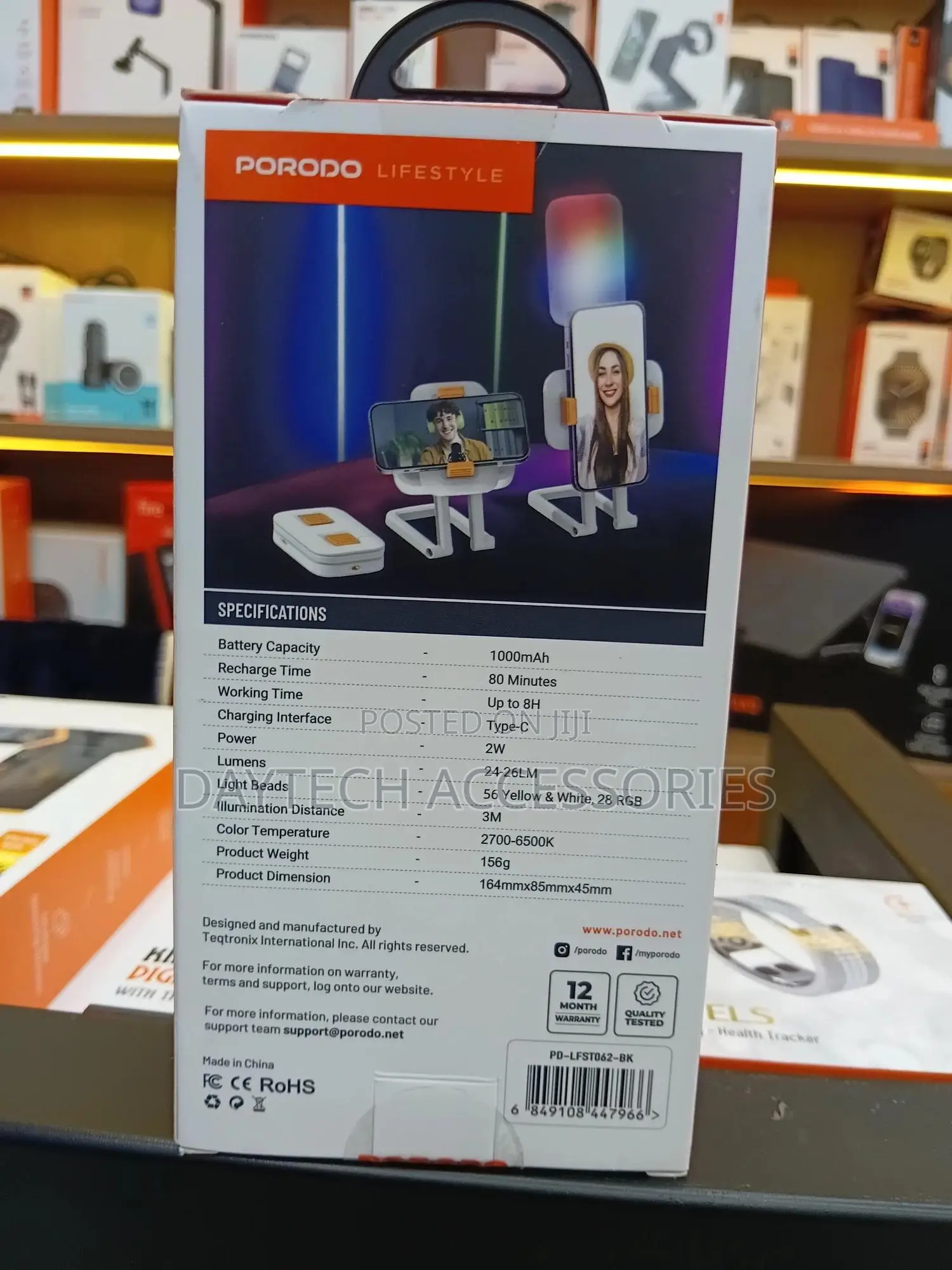 Porodo Lifestyle Phone Stand Fill Light Compact Design - White