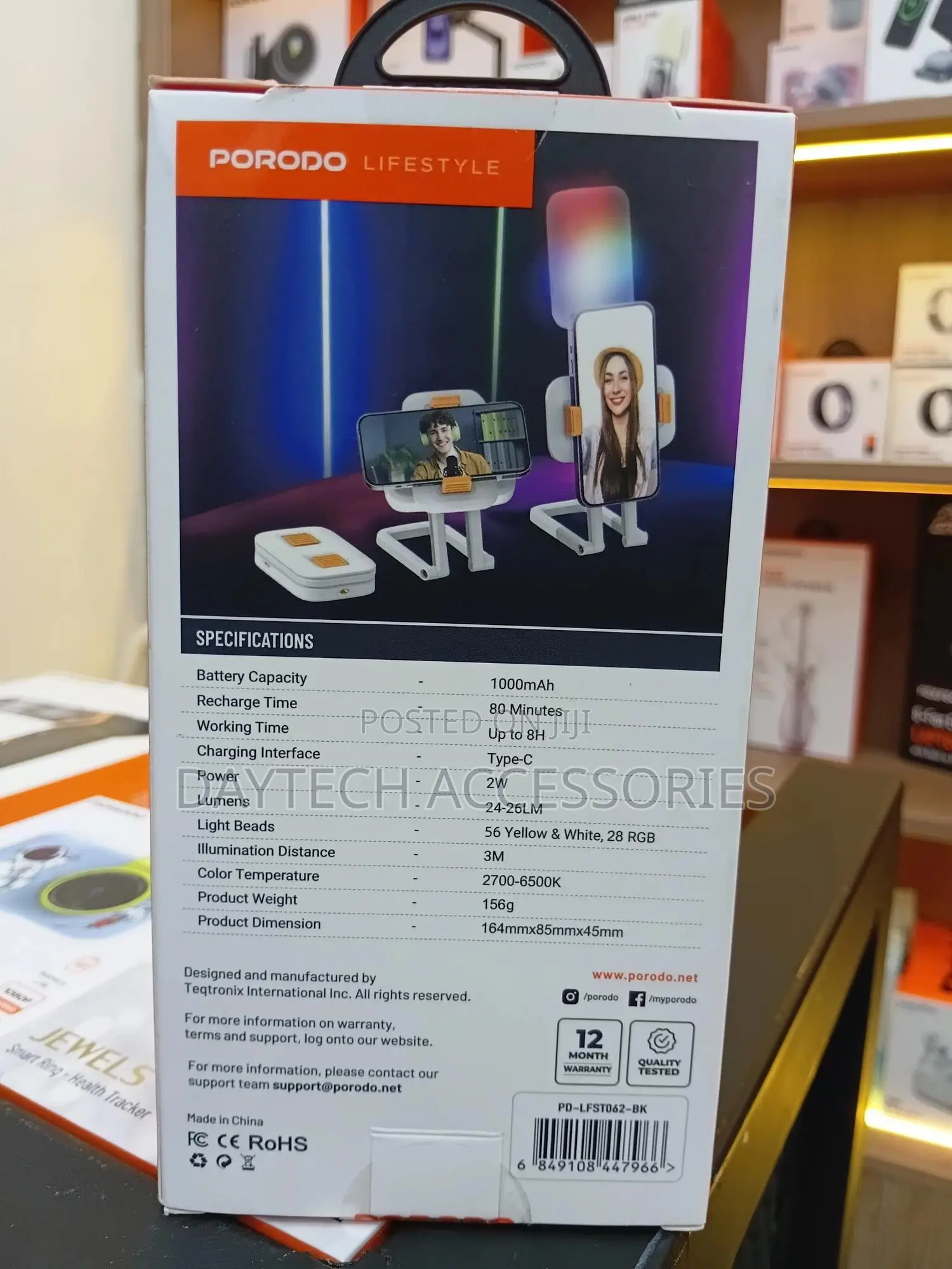 Porodo Lifestyle Lumisnap Foldable RGB Fill Light With Phone Stand