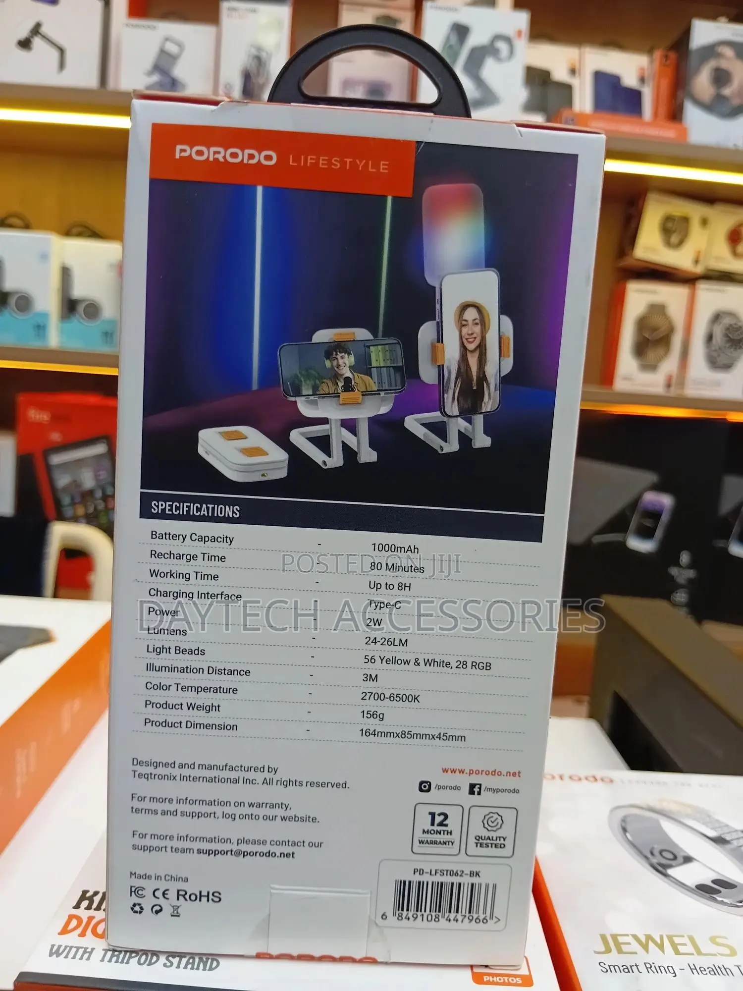 Porodo Lifestyle Lumisnap Foldable RGB Fill Light With Phone Stand