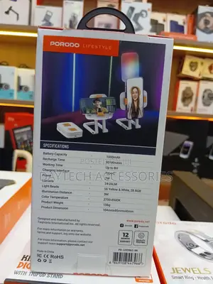 Porodo Lifestyle Lumisnap Foldable RGB Fill Light With Phone Stand