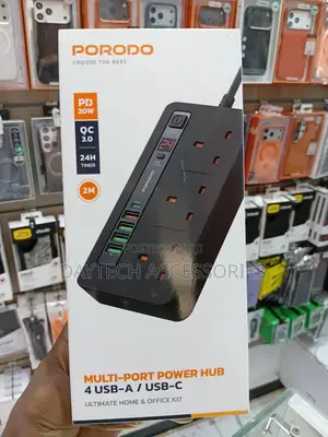 Porodo 4 Usb Port Power Extension Socket (Model: Pd-5p3sqc-bk).