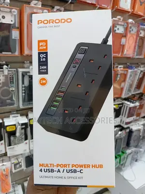 Porodo 4 Usb Port Power Extension Socket (Model: Pd-5p3sqc-bk).