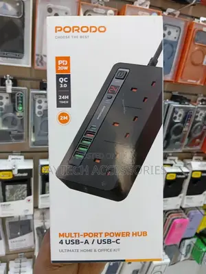 Porodo 4 Usb Port Power Extension Socket (Model: Pd-5p3sqc-bk).